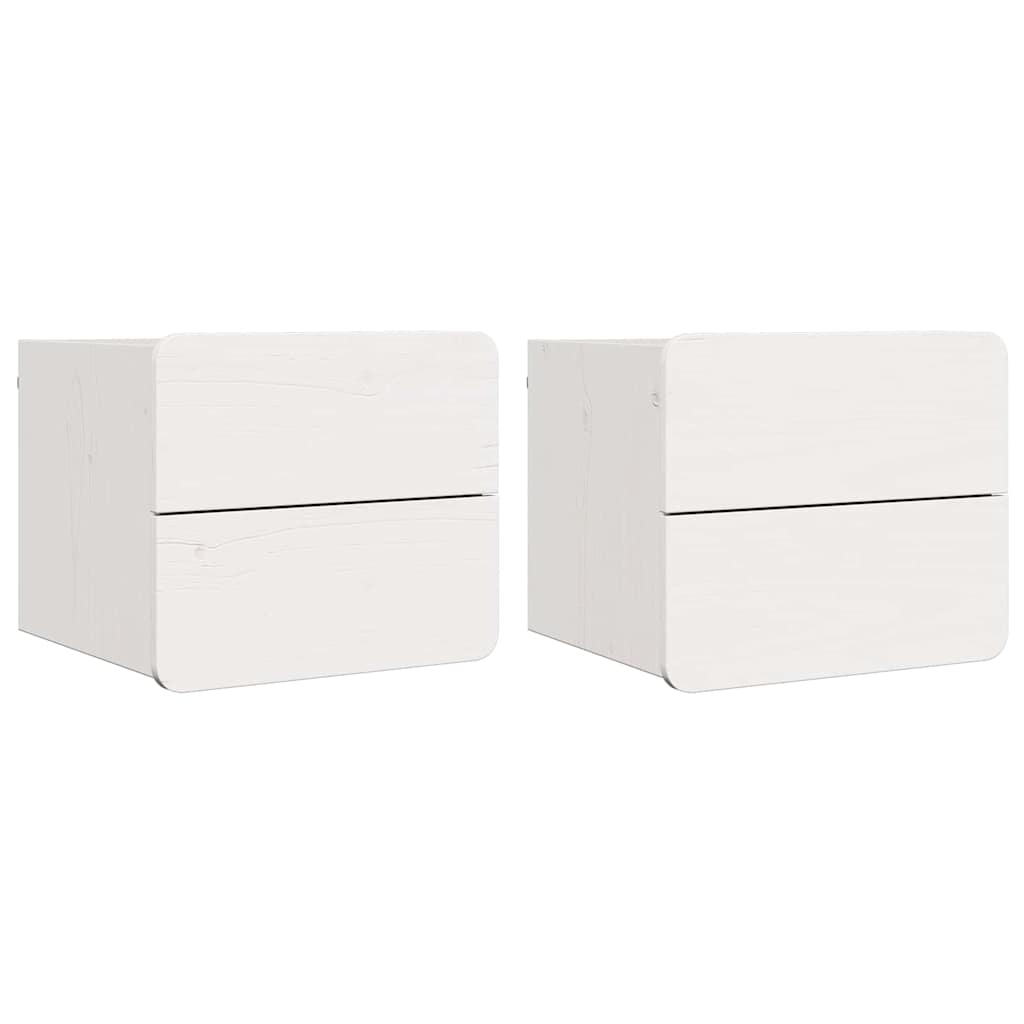 Bedside Table 2 pcs White 39 x 34 x 33 cm Solid pinewood